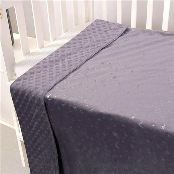 Baby blanket soft minky fleece star moon print 30x40 toddler stroller crib throw - Picture 5 of 7